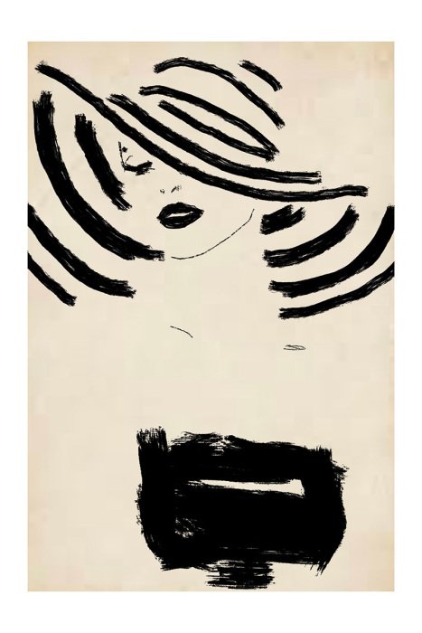 Poster  Silhouette élégante d'une femme coiffée d'un chapeau à la mode