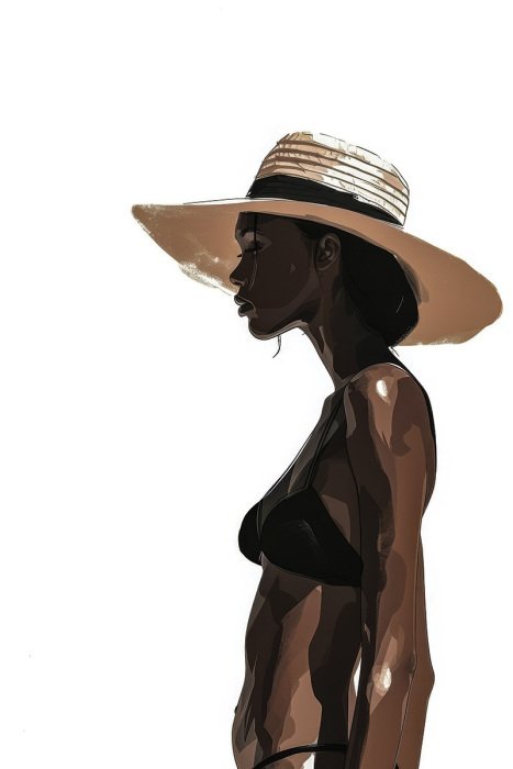 Poster  Portrait artistique d'une belle femme avec un chapeau