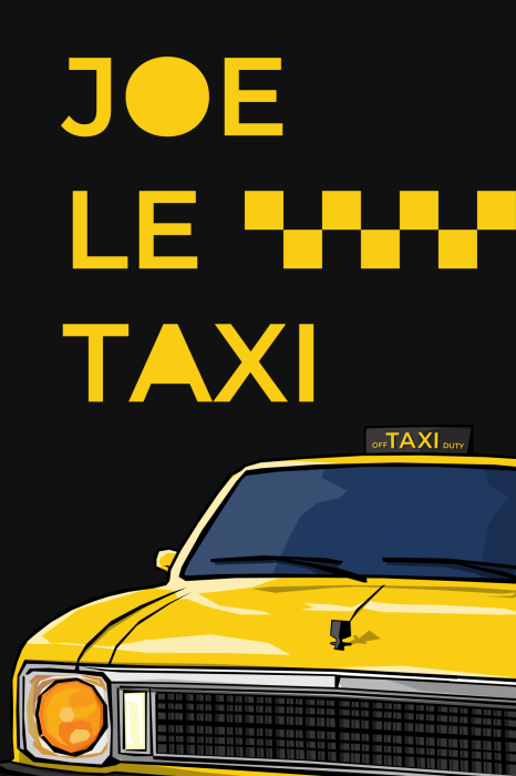Poster  Taxi vintage avec lettrage jaune