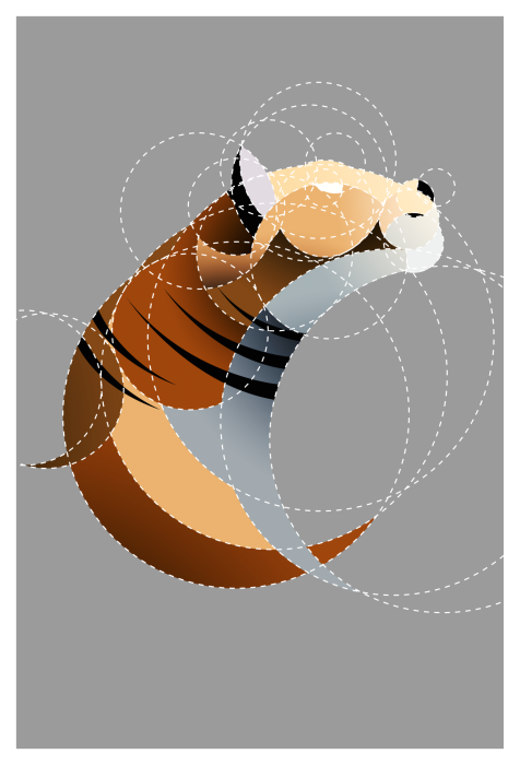 Poster  Tigre abstrait composé de cercles