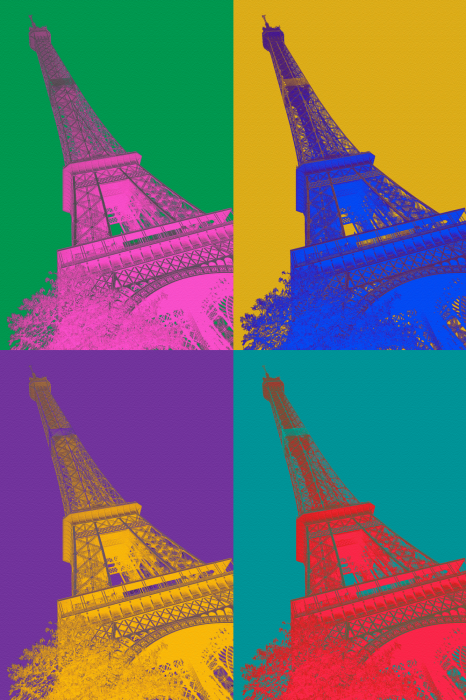 Poster  Illustration graphique de la Tour Eiffel en néons