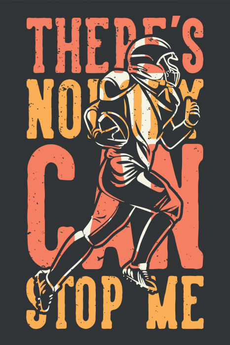 Poster  Joueur de football américain et inscription de motivation