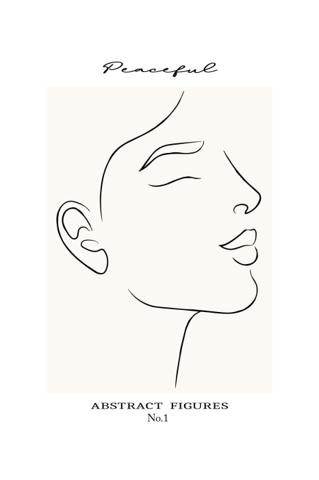 Poster  Contour minimaliste d'un visage apaisé