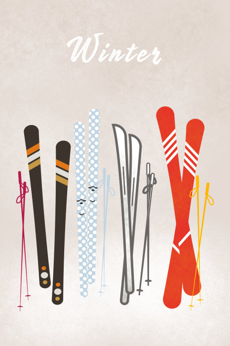 Poster  Des skis colorés dans un style illustré