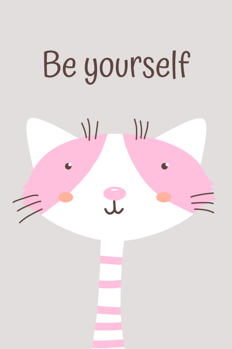 Poster  Un chaton aux couleurs pastel avec le slogan « Sois toi-même »