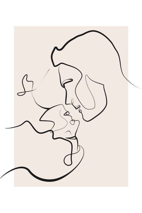 Poster  Dessin au trait d'une femme et d'un homme