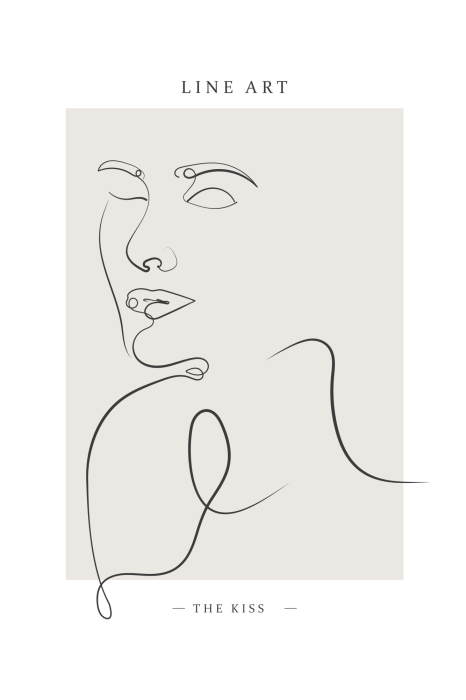 Poster  Croquis élégant de lignes et de visage