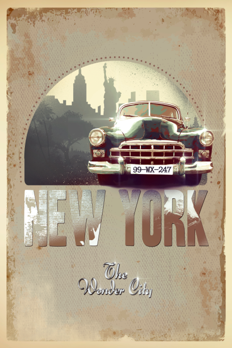 Poster  Voiture classique au style rétro