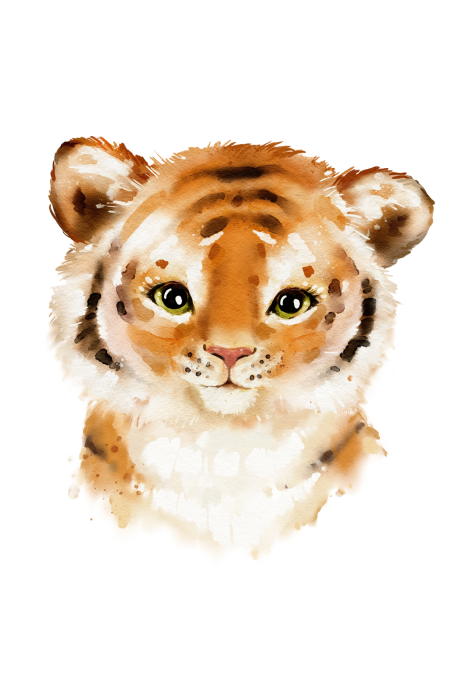 Poster  Un petit tigre dans un style aquarelle