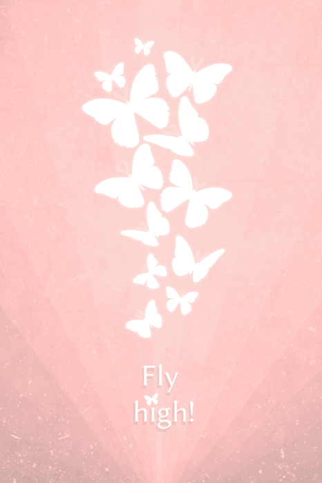 Poster  Silhouettes minimalistes de papillons sur fond rose
