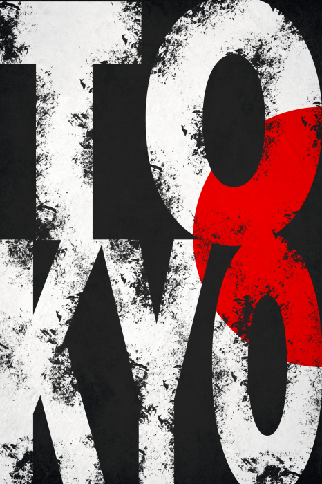 Poster  Tokyo en noir, blanc et rouge