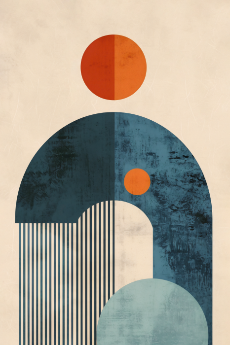 Poster  Une composition moderne avec un demi-cercle rayé