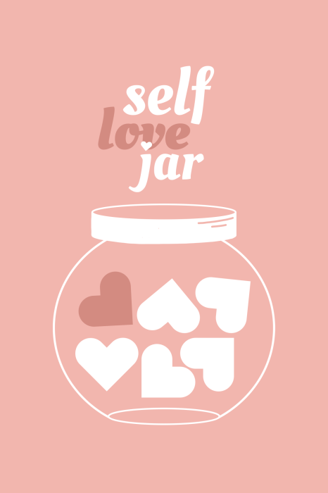 Poster  Illustration pastel d'un pot orné d'un motif d'amour-propre