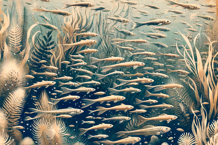 Poster  Des poissons nagent parmi les plantes sous-marines