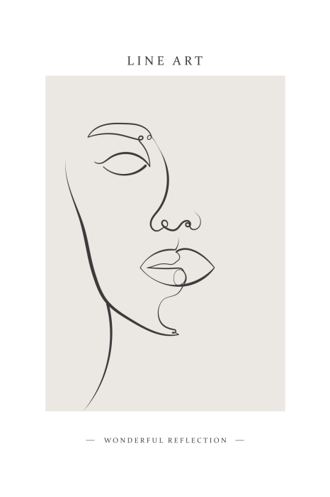 Poster  Un dessin subtil aux contours du profil d'une femme