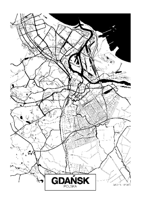 Poster  Plan de ville minimaliste de Gdańsk