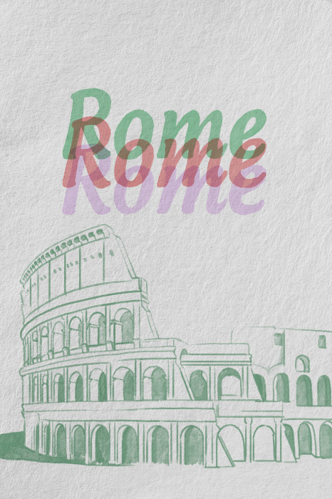 Poster  Schéma minimaliste du Colisée avec inscription