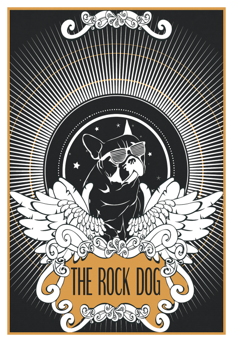 Poster  Illustration d'un chien de pierre avec des ailes