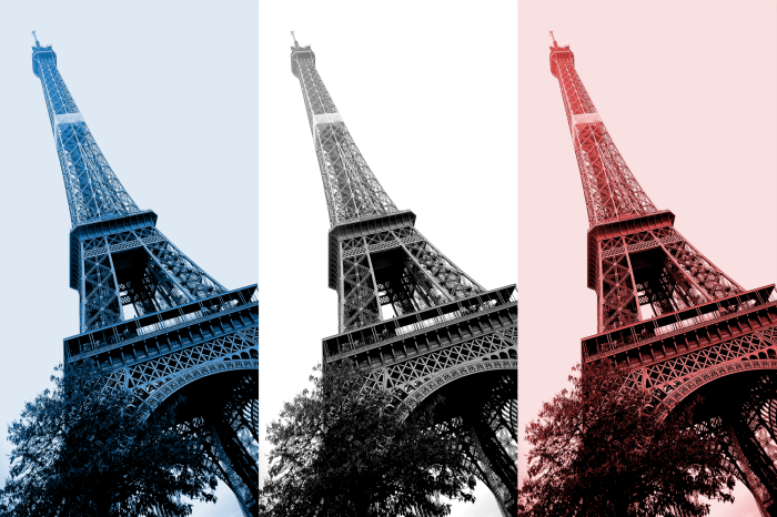 Poster  Photo en trois couleurs de la Tour Eiffel