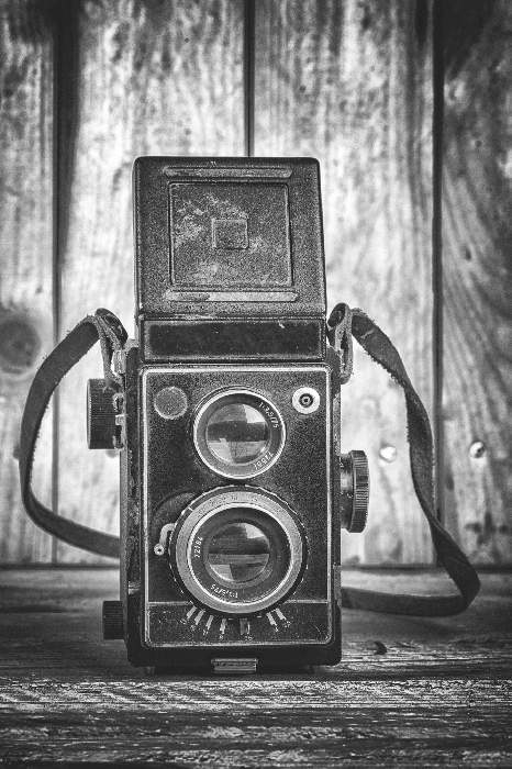 Poster  Portrait vintage à l'appareil photo analogique