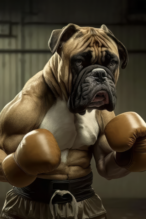Poster  Chien boxer abstrait avec des gants