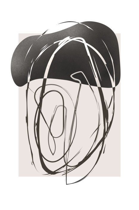 Poster  Dessin expressif avec une tache sombre