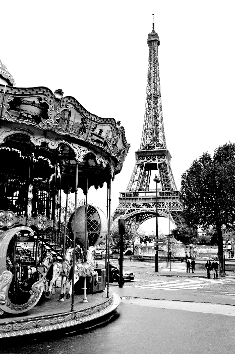 Poster  Paris romantique avec son carrousel et sa tour