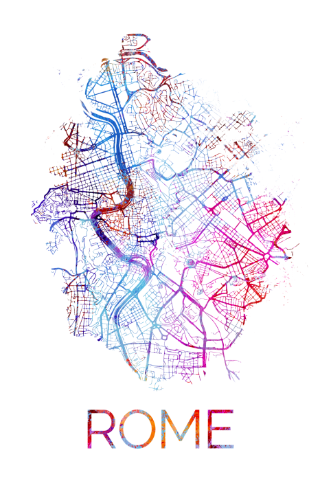 Poster  Carte artistique de la ville de Rome