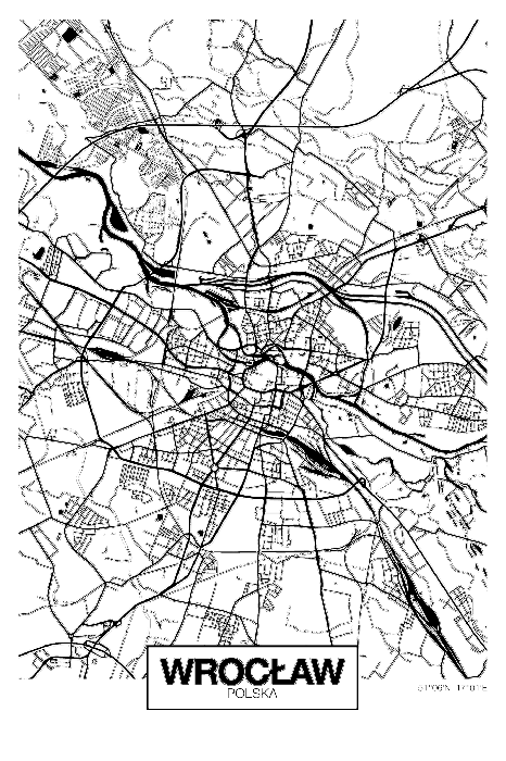 Poster  Plan de rue en noir et blanc de Wrocław