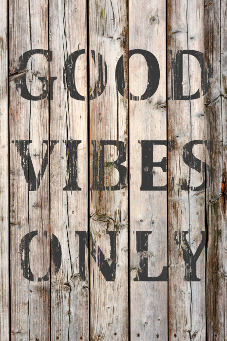 Poster  Inscription « Bonnes Vibrations » sur bois