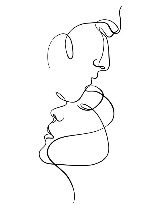 Poster  Portrait romantique en style line art