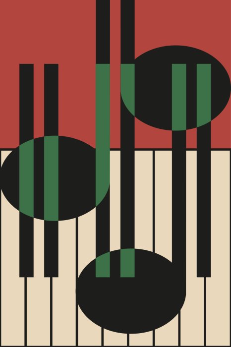 Poster  Illustration musicale avec des notes et un piano