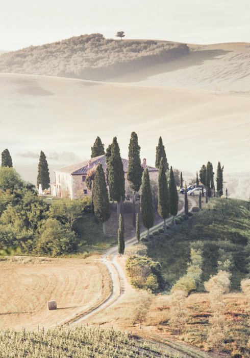 Poster  Paysage italien maison en Toscane