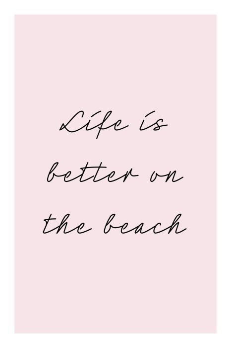 Poster  Vie à la plage citation sur fond rose