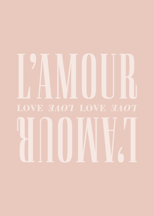 Poster  Inscription d’amour L’amour sur fond rose