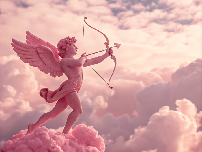 Poster  Amor Arrow Love Clouds rose style romantique