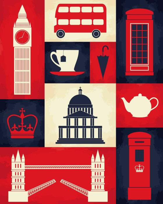 Poster  Symboles associés à Londres dans une approche graphique