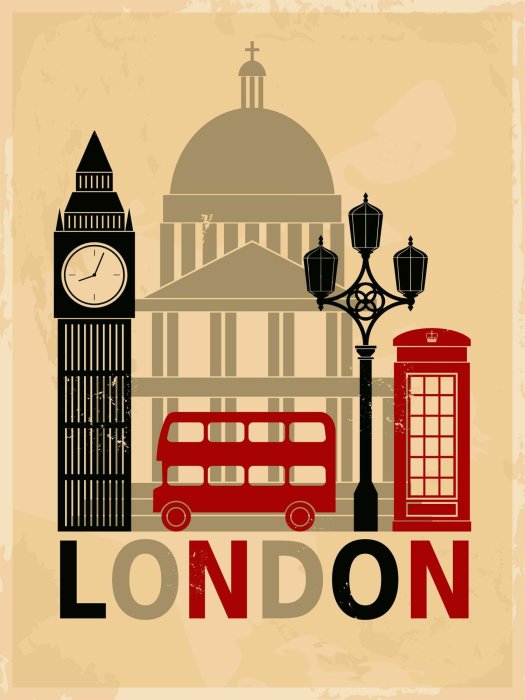 Poster  Une interprétation graphique minimaliste des attractions londoniennes