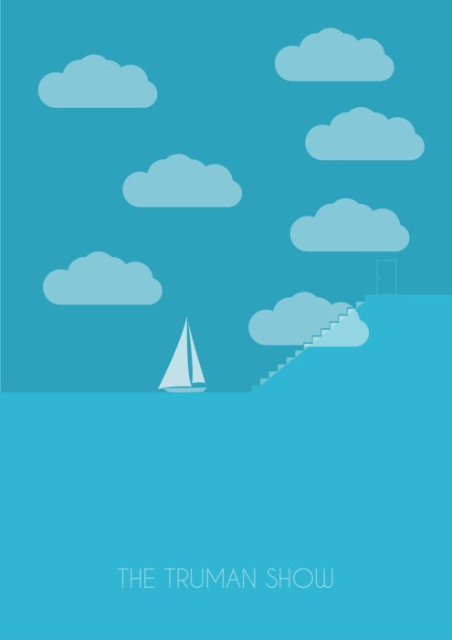 Poster  L'inscription « The Truman Show » et un voilier se détachant sur les nuages
