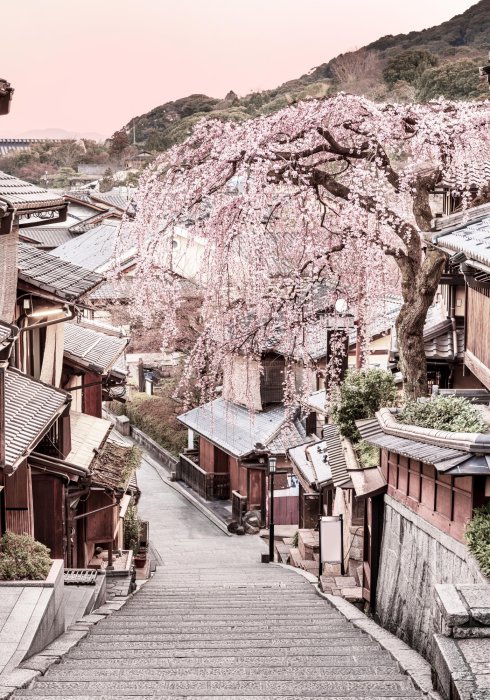 Poster  Paysage de Kyoto ville japonaise au coucher du soleil