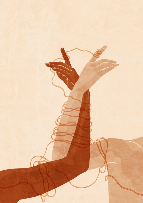 Poster  Illustration de mains entrelacées de style bohème