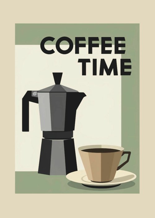 Poster  Coffee time illustration moderne avec café