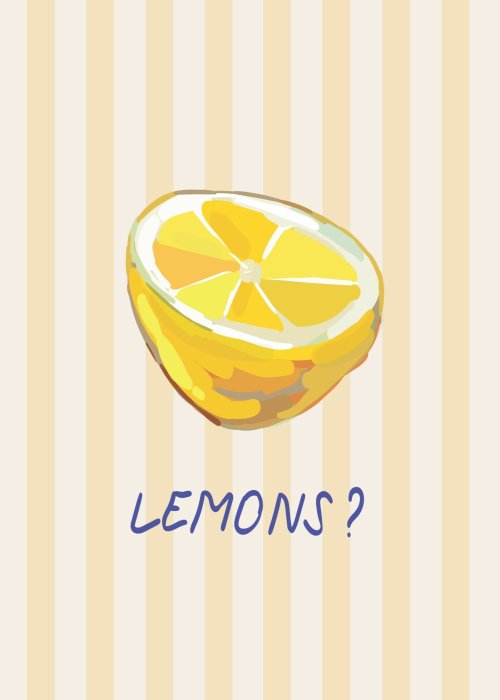 Poster  Citron sur fond rayé illustration