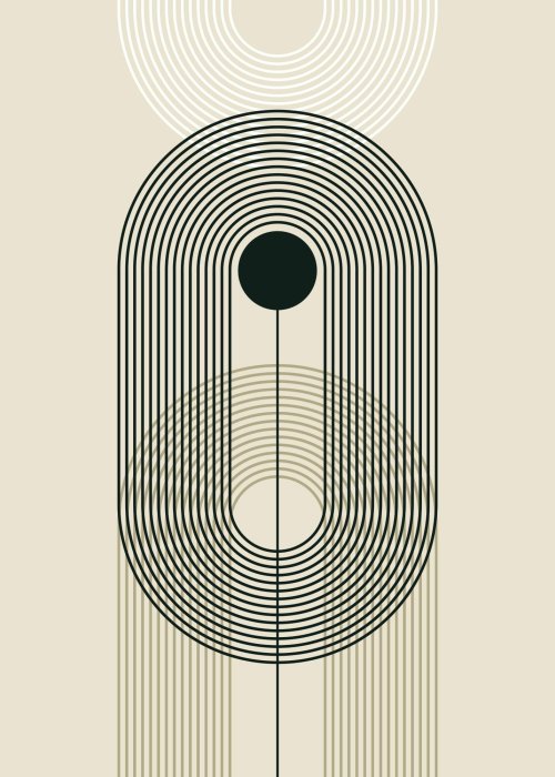 Poster  Abstraction formes géométriques arches noires et blanches