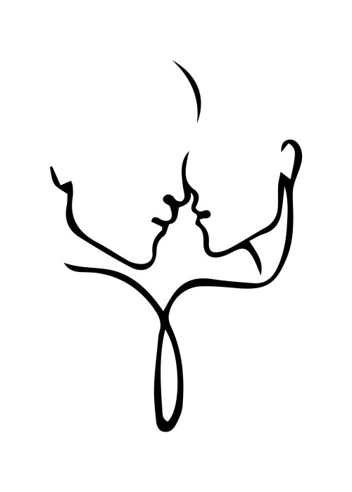 Poster  Retrato en línea de una pareja enamorada