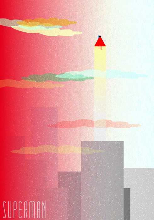 Poster  Une version minimaliste et colorée de Superman