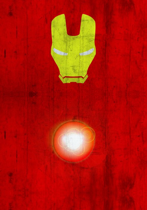 Poster  Symbole d'Iron Man sur fond rouge vieilli