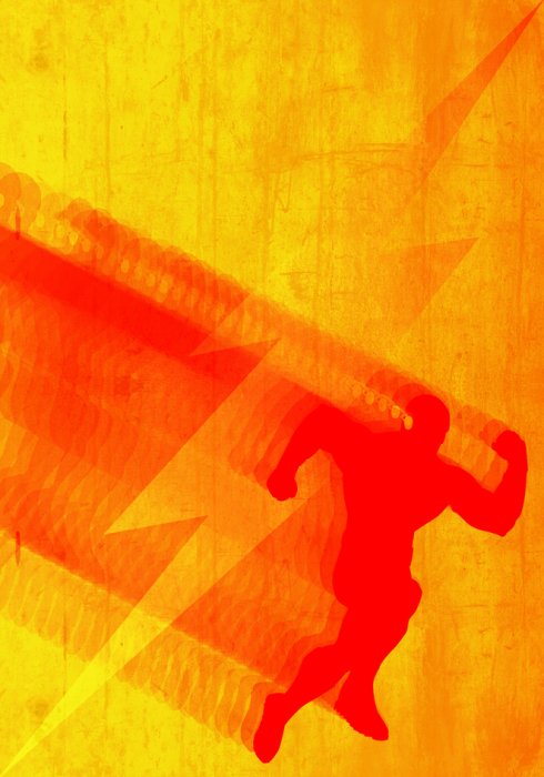 Poster  Super-héros en course et foudre