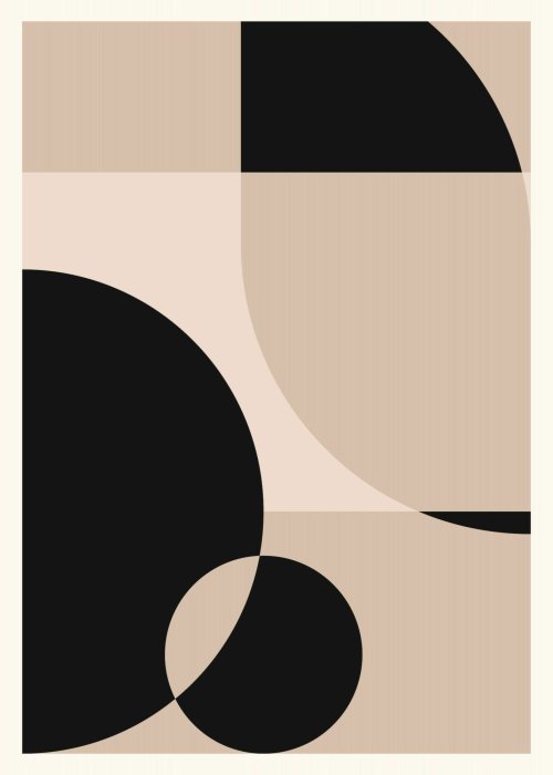 Poster  Formes beiges et noires abstraction moderniste