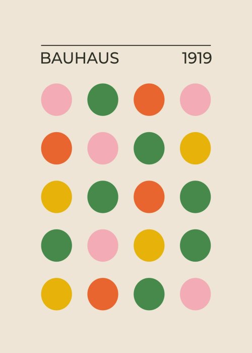 Poster  Motif minimaliste Bauhaus avec des formes colorées